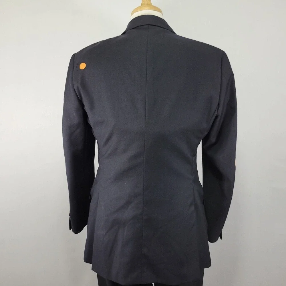 Polo Ralph Lauren Mens Sport Coat Blazer Three Button Black Navy? Twill Wool 42R